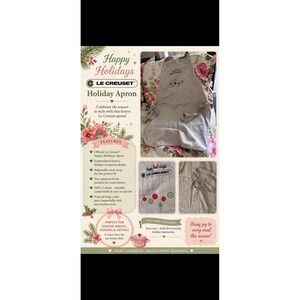 Le Creuset Cotton Holiday Chefs Apron Tan Collectors Cooking